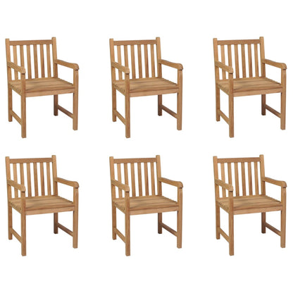 Outdoor Chair Set of 6 | Brown | Solid Teak Wood | Standard | Durable