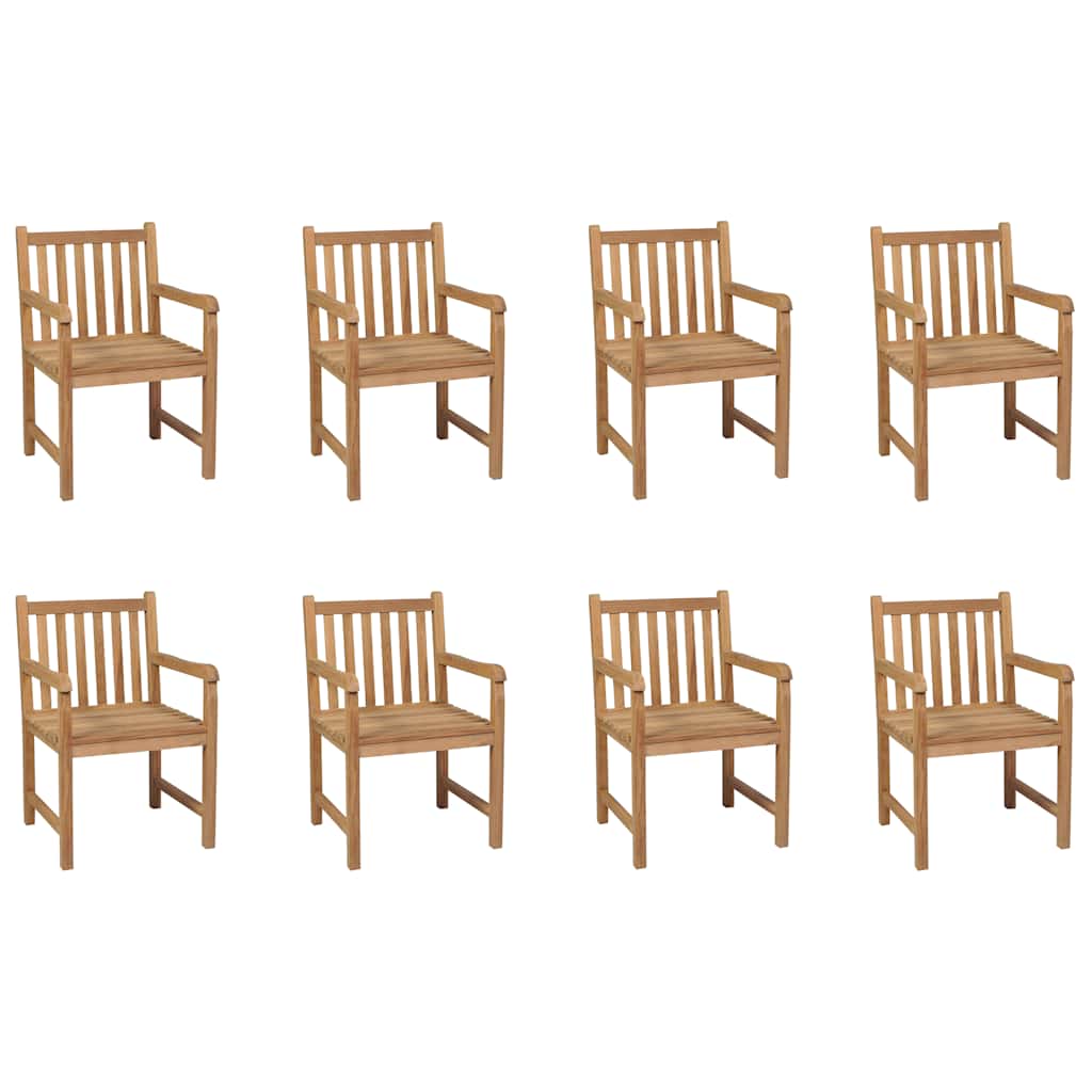 Outdoor Chair | Set of 8 | Brown | Solid teak wood | Medium | Durable