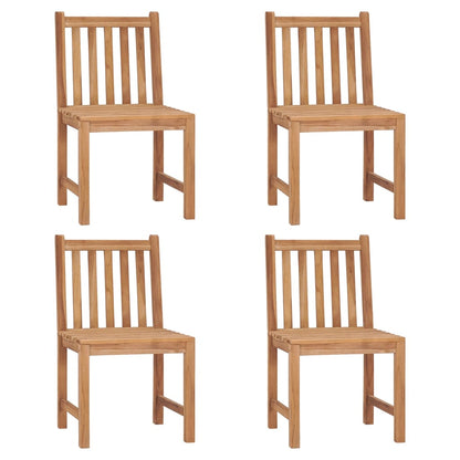 Garden Chair | Set of 4 | Brown | Solid Teak Wood | Standard | Stackable