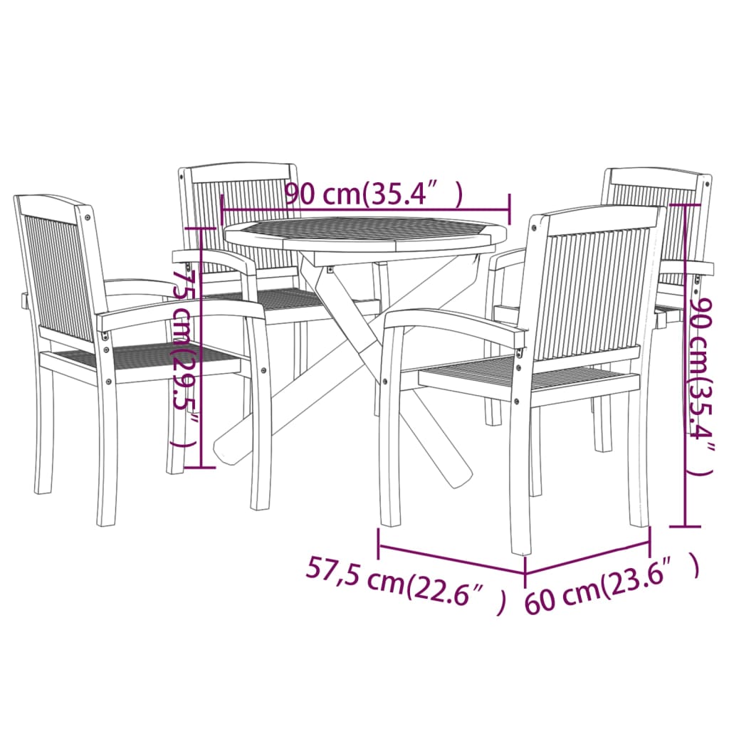 Garden Dining Set | Natural Teak | Solid teak wood | Standard