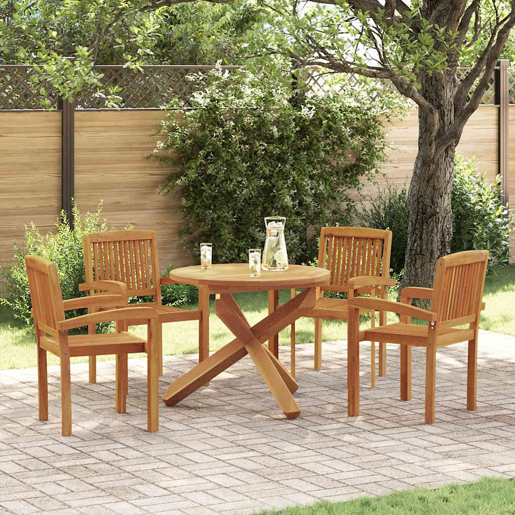5 Piece Garden Dining Set Solid Wood Teak