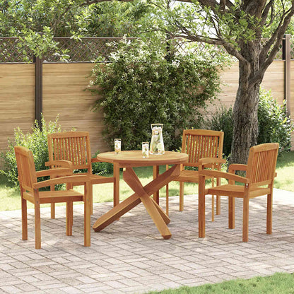 5 Piece Garden Dining Set Solid Wood Teak