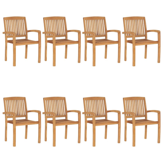 Garden Chair | Set of 8 | Teak | Fine sanded teak hardwood | Medium