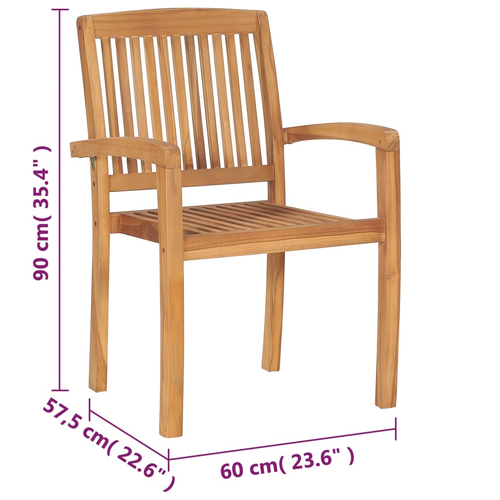 Garden Chair | Set of 8 | Teak | Fine sanded teak hardwood | Medium