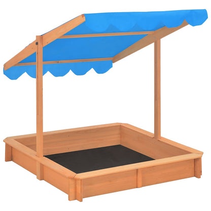 316473 vidaXL Sandbox with Adjustable Roof Firwood 115x115x115 cm