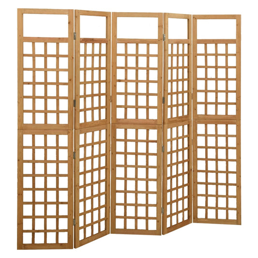 5-Panel Room Divider/Trellis Solid Fir Wood 201.5x180 cm