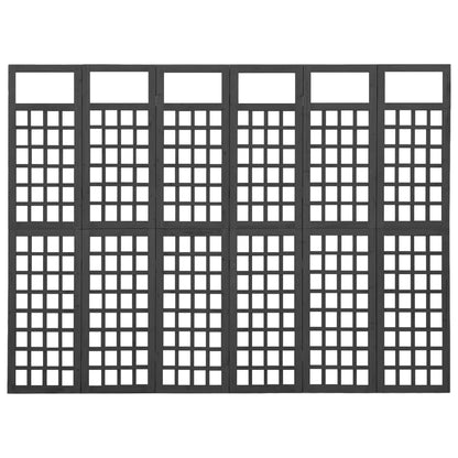 6-Panel Room Divider/Trellis Solid Fir Wood Black 242.5x180 cm