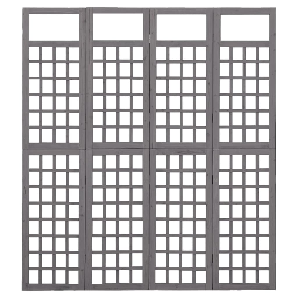 4-Panel Room Divider/Trellis Solid Fir Wood Grey 161x180 cm