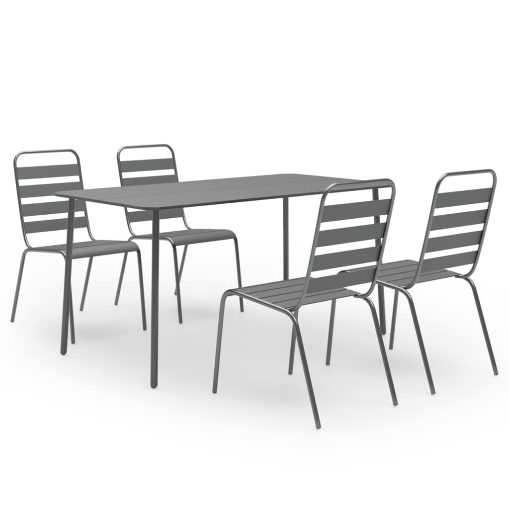 Dining Set | Dark grey | Steel with e-coated and powder-coated finish