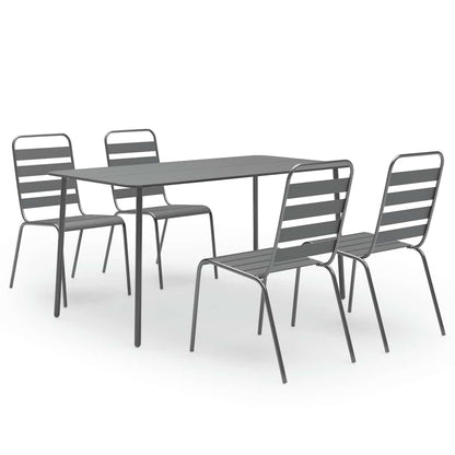 5 Piece Garden Dining Set Steel Dark Grey