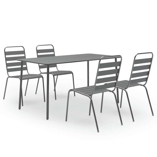 5 Piece Garden Dining Set Steel Dark Grey
