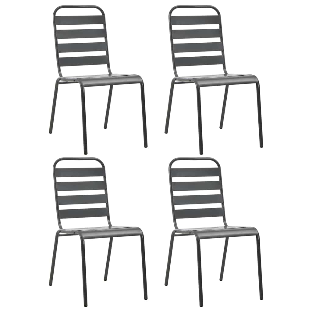 5 Piece Garden Dining Set Steel Dark Grey