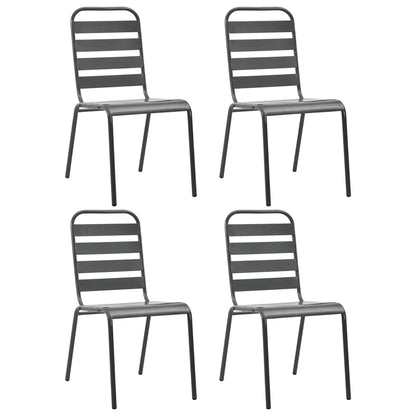 5 Piece Garden Dining Set Steel Dark Grey