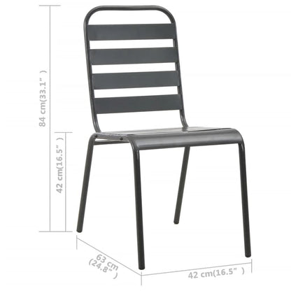 Dining Set | Dark grey | Steel with e-coated and powder-coated finish