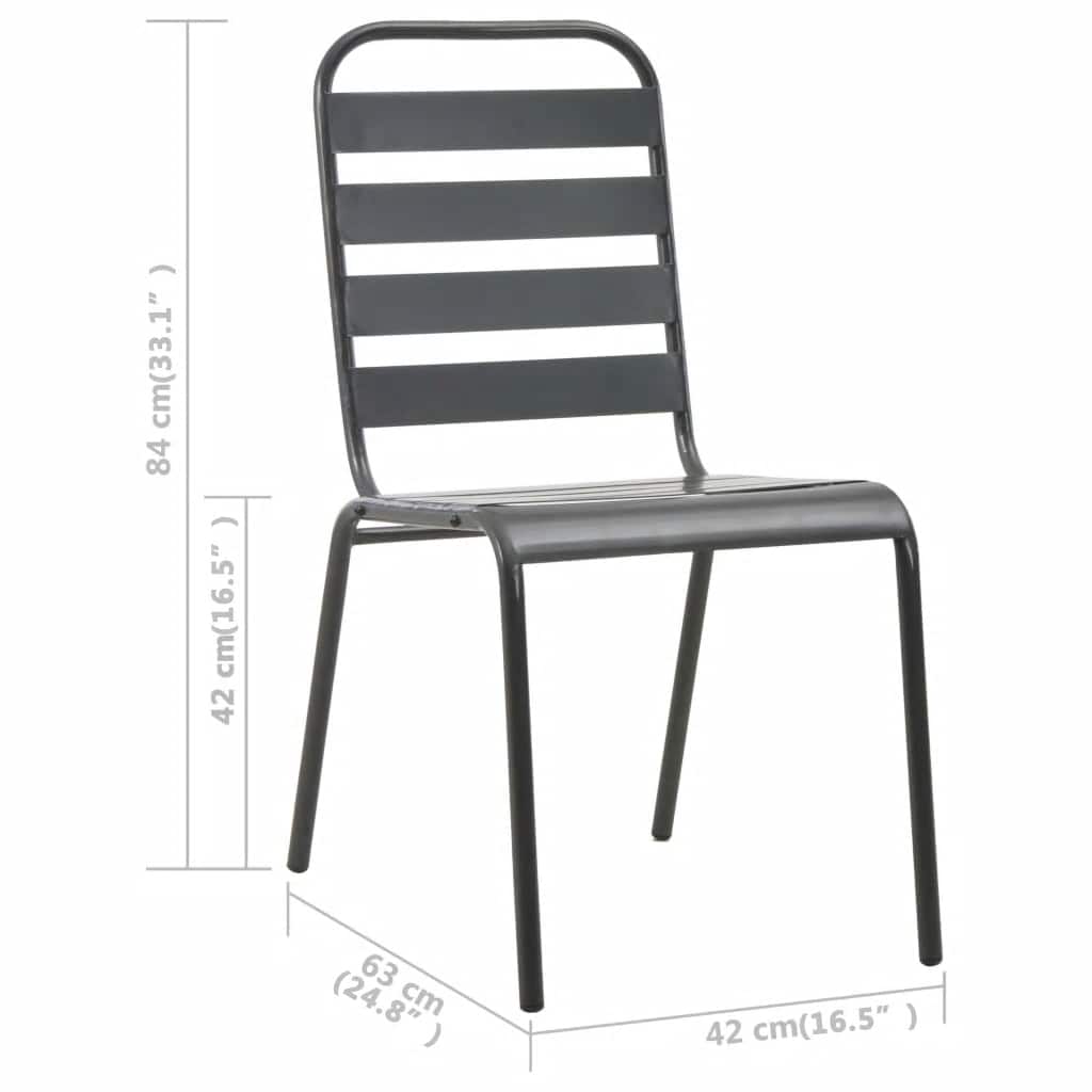 5 Piece Garden Dining Set Steel Dark Grey