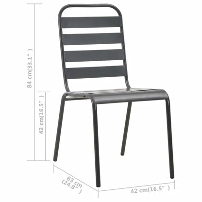 5 Piece Garden Dining Set Steel Dark Grey
