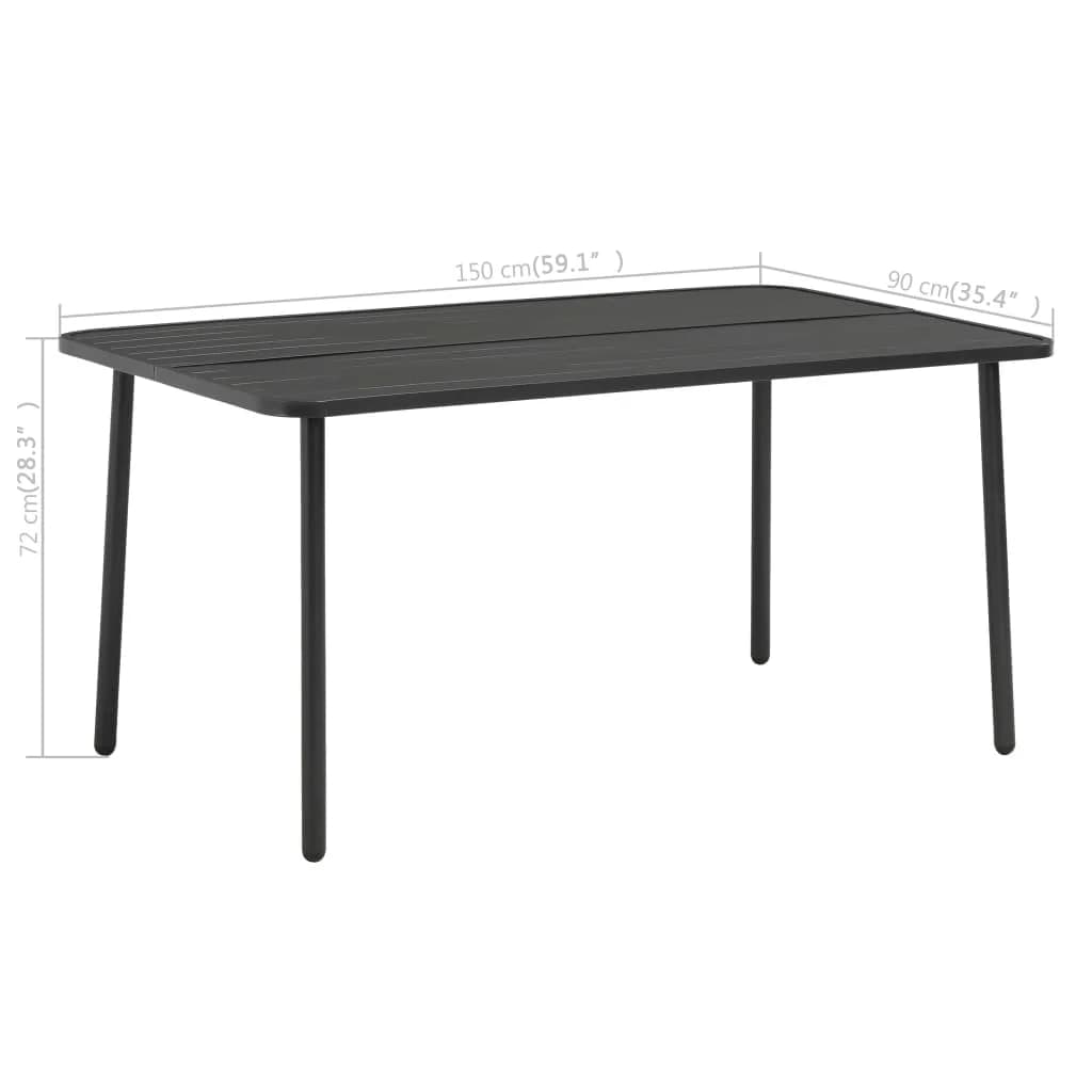 Dining Set | Dark grey | Steel with e-coated and powder-coated finish