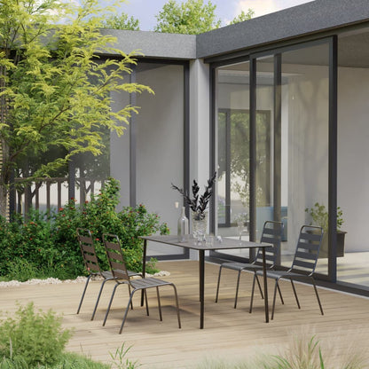 Dining Set | Dark grey | Steel with e-coated and powder-coated finish