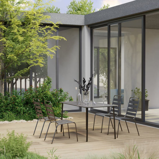 Dining Set | Dark grey | Steel with e-coated and powder-coated finish