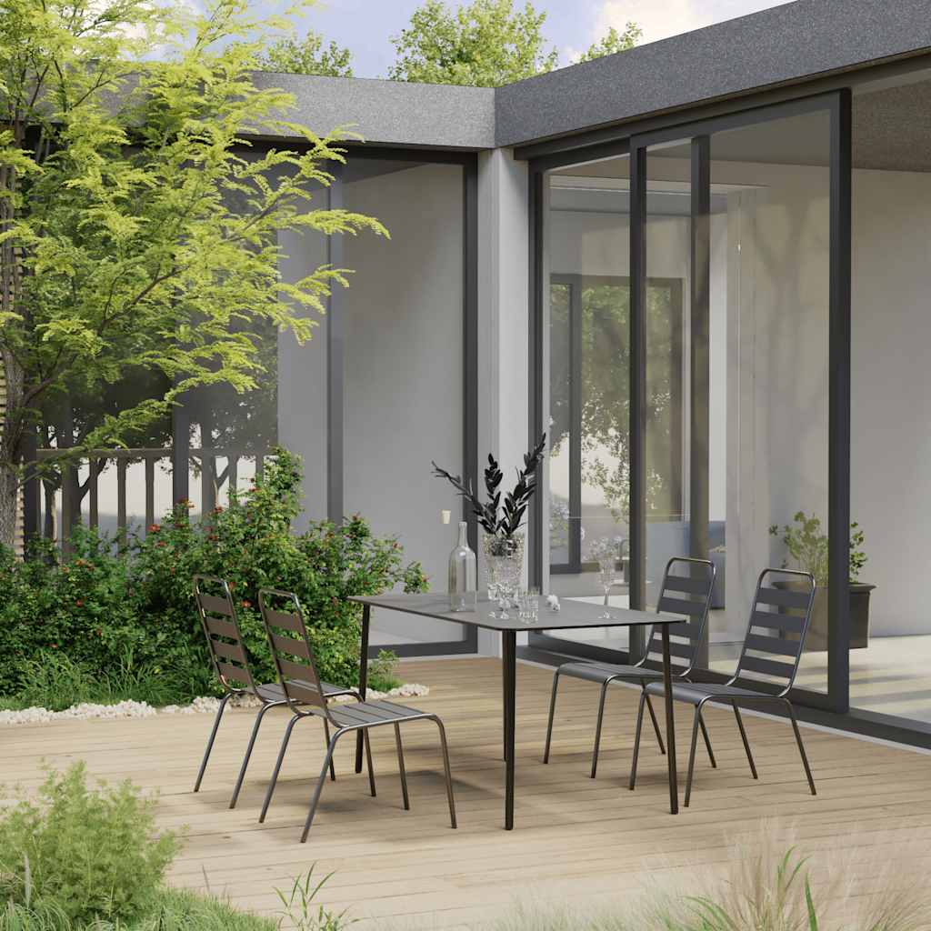 5 Piece Garden Dining Set Steel Dark Grey