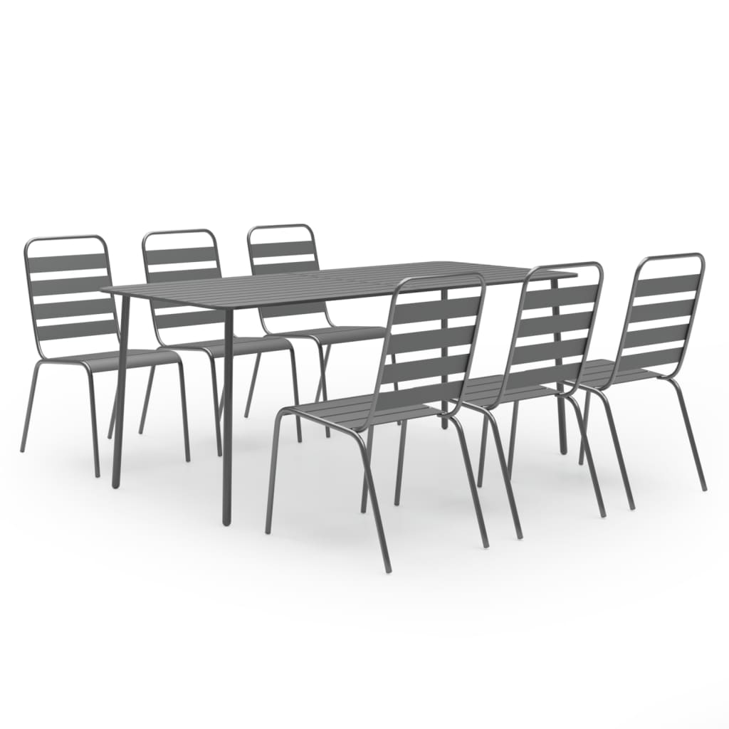 Dining Set | Dark grey | Steel with e-coated and powder-coated finish