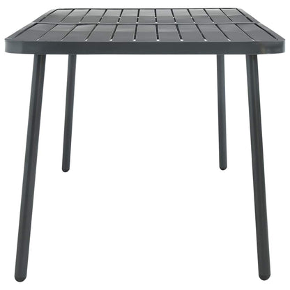 7 Piece Garden Dining Set Steel Dark Grey