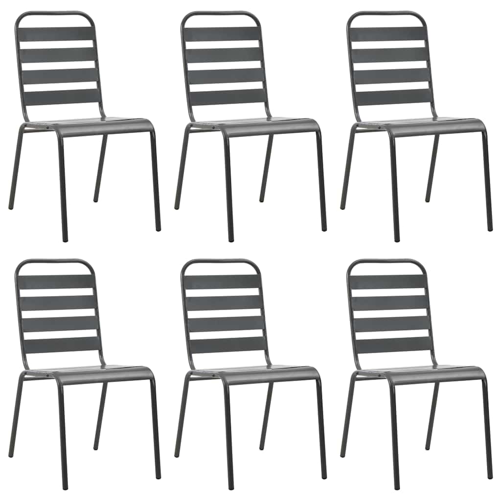 7 Piece Garden Dining Set Steel Dark Grey