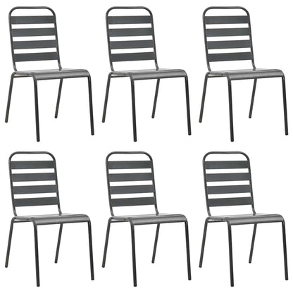 7 Piece Garden Dining Set Steel Dark Grey