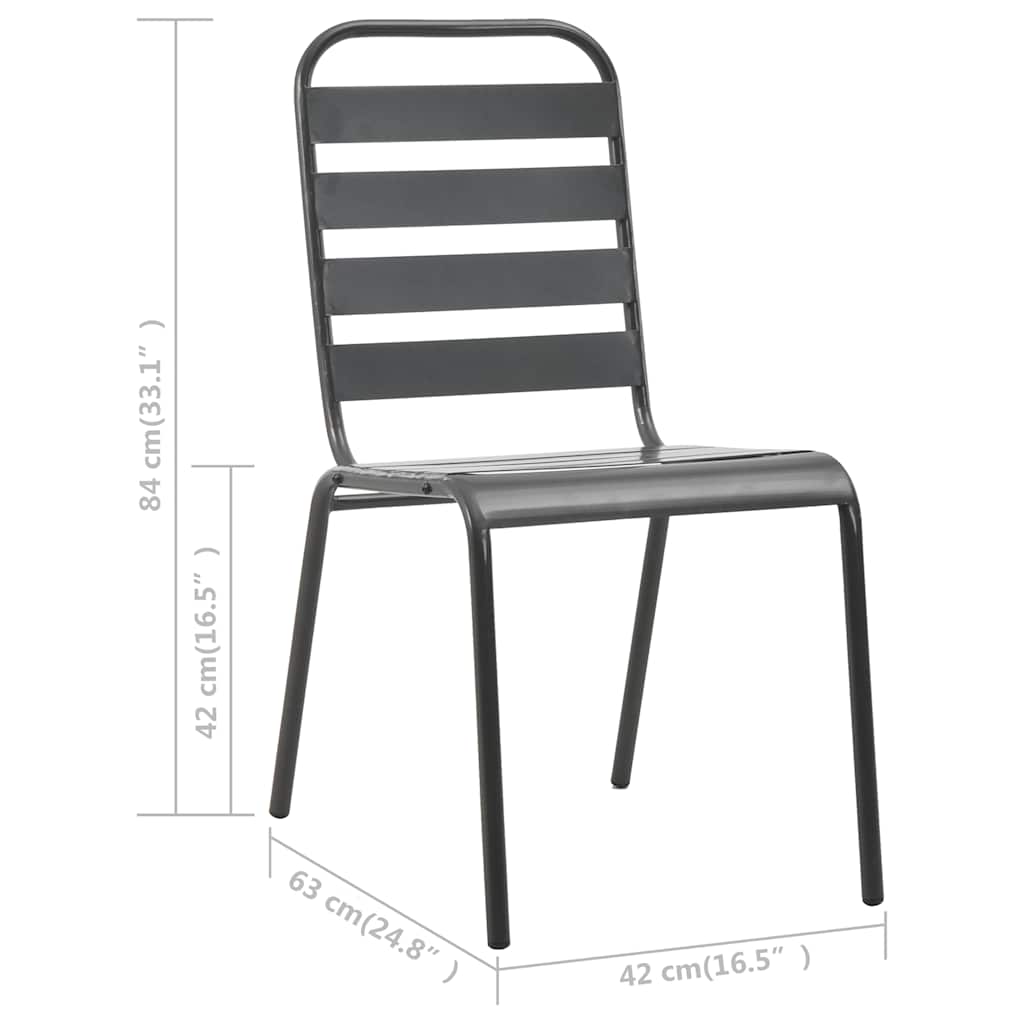7 Piece Garden Dining Set Steel Dark Grey