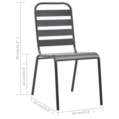 7 Piece Garden Dining Set Steel Dark Grey
