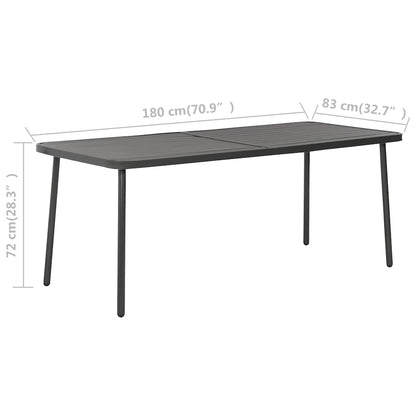 7 Piece Garden Dining Set Steel Dark Grey