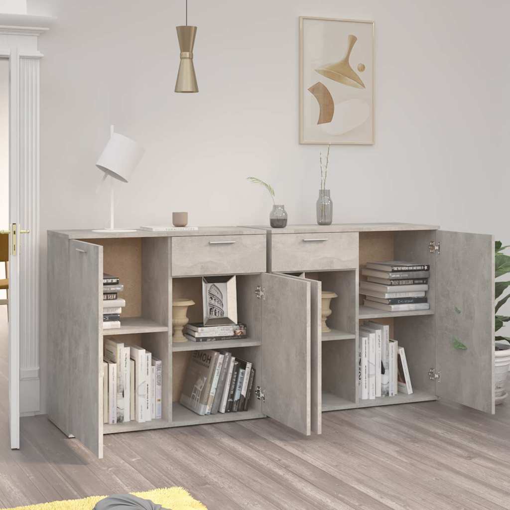 Sideboard Concrete Grey 160x36x75 cm Engineered Wood