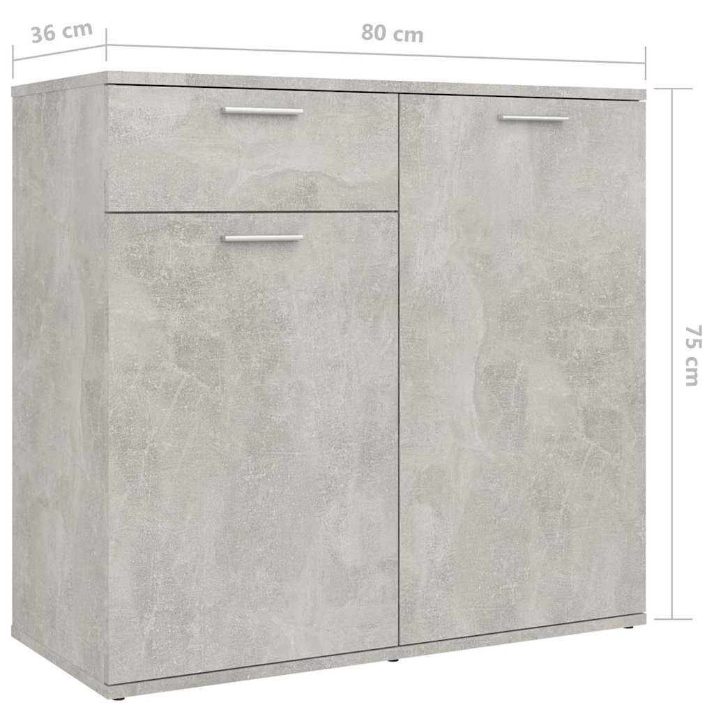 Sideboard Concrete Grey 160x36x75 cm Engineered Wood