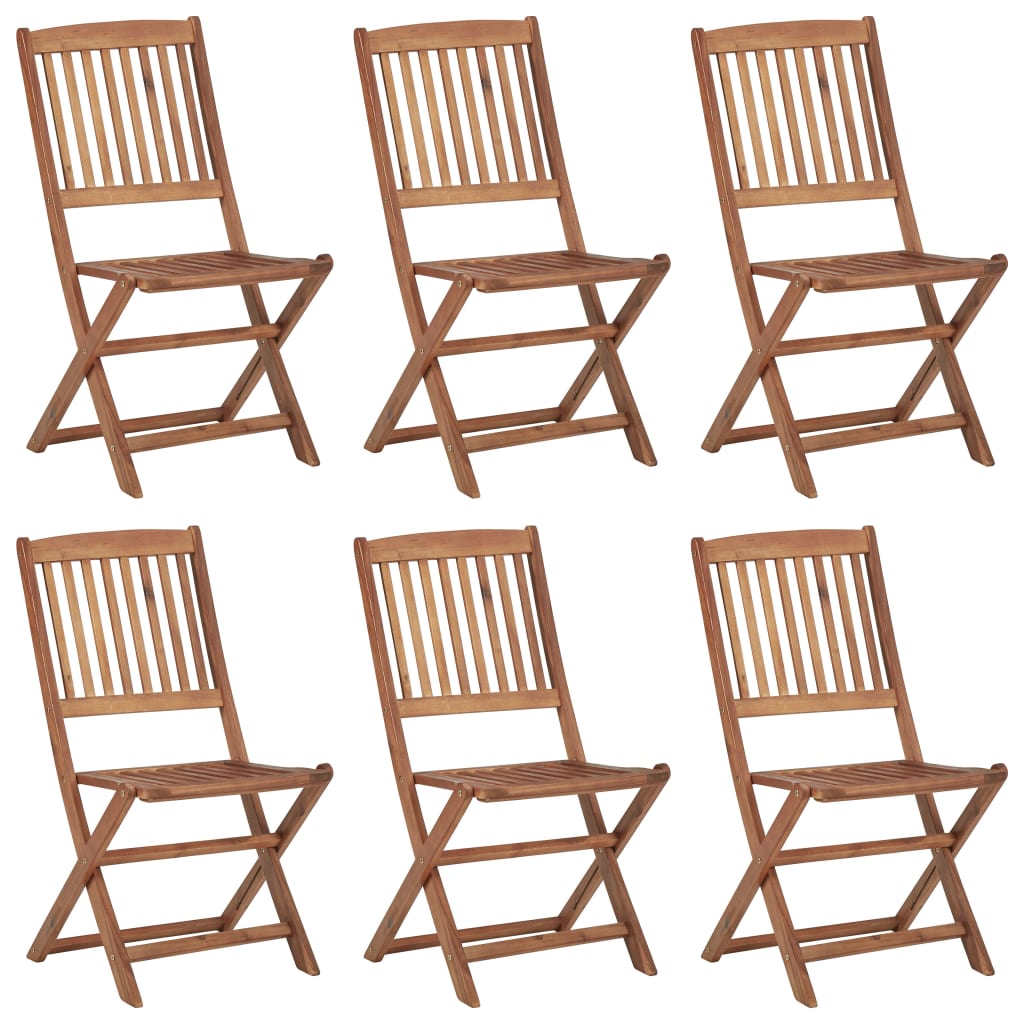 Folding Outdoor Chair | Set of 6 | Natural Wood | Solid Acacia Wood