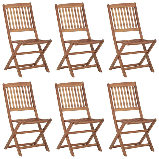 Folding Outdoor Chair | Set of 6 | Natural Wood | Solid Acacia Wood