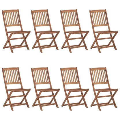 Outdoor Chair | Set of 8 | Brown | Solid Acacia wood | Medium | Foldable