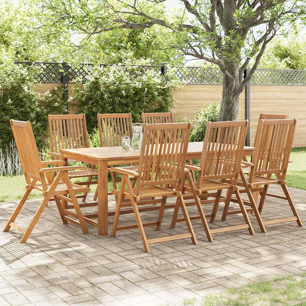 Garden Chair | Set of 8 | Natural Wood | Solid Acacia Wood | Standard