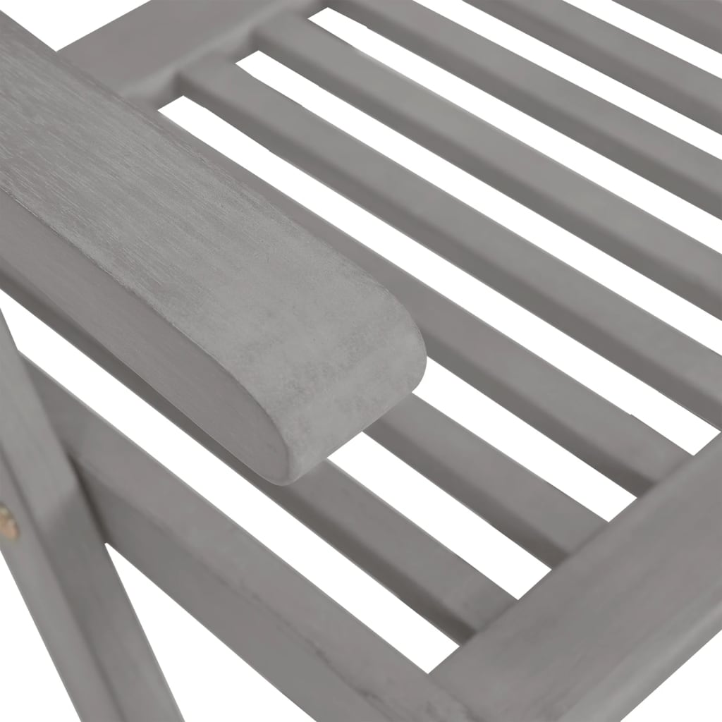 Garden Chair | Set of 8 | Grey | Solid acacia wood | Medium | Foldable