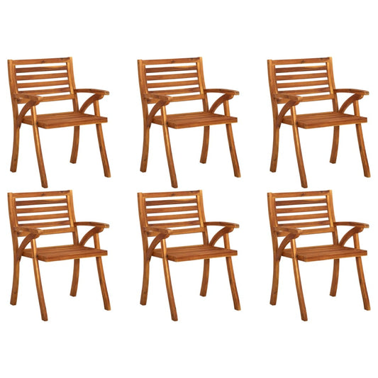 Garden Chair | Set of 6 | Brown | Solid acacia wood | Standard | Durable