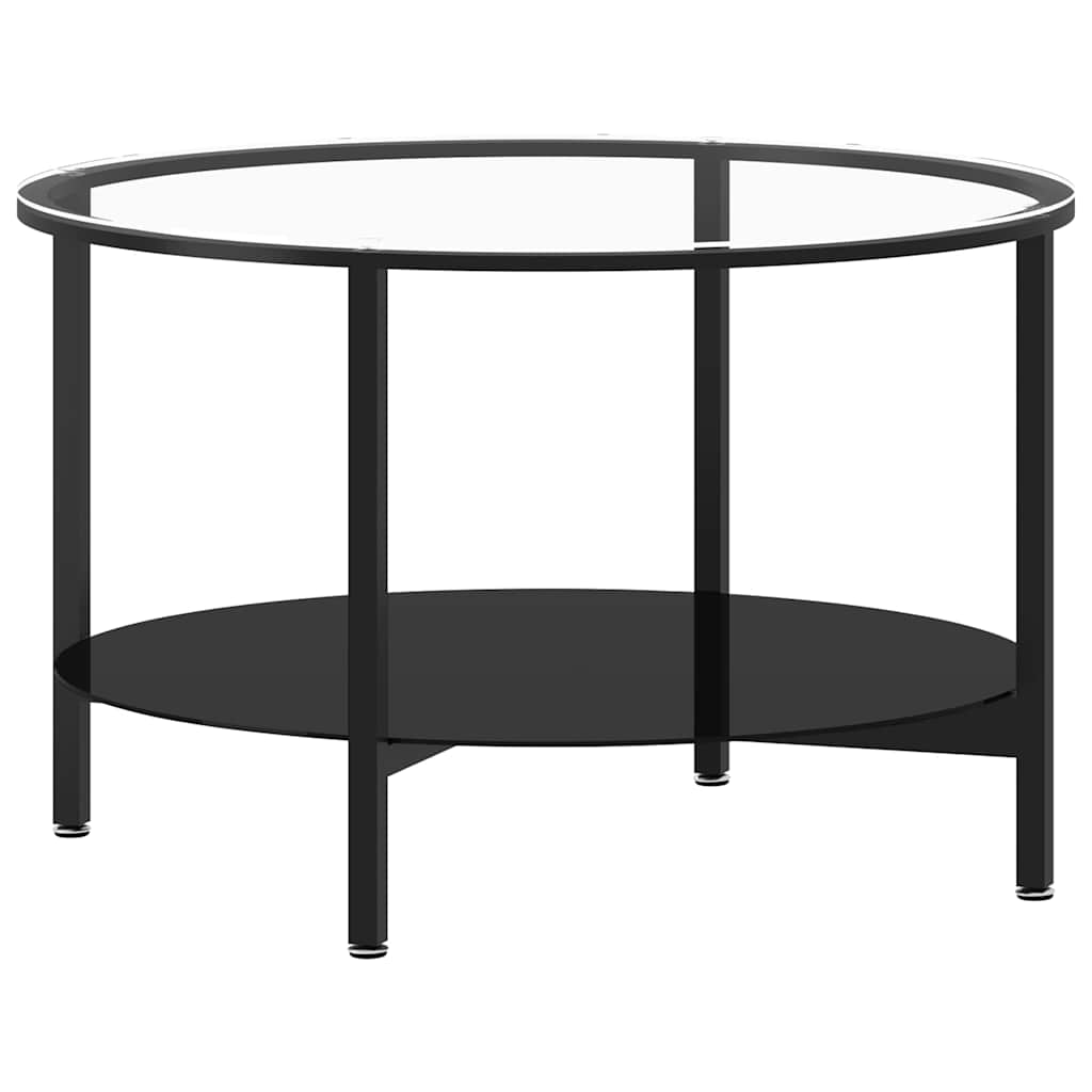 331618 vidaXL Tea Table Black and Transparent 70 cm Tempered Glass