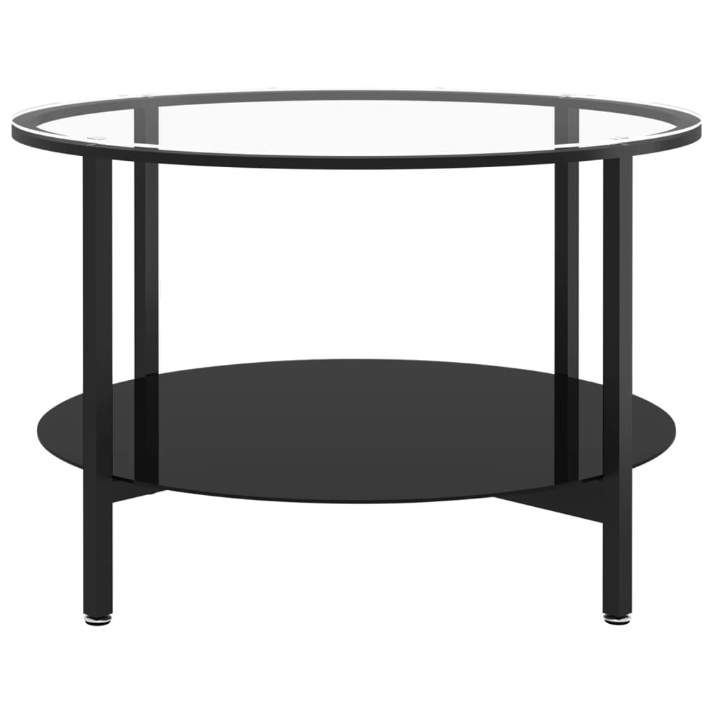 331618 vidaXL Tea Table Black and Transparent 70 cm Tempered Glass