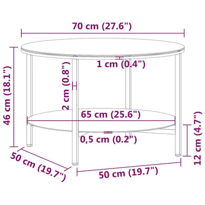 331618 vidaXL Tea Table Black and Transparent 70 cm Tempered Glass