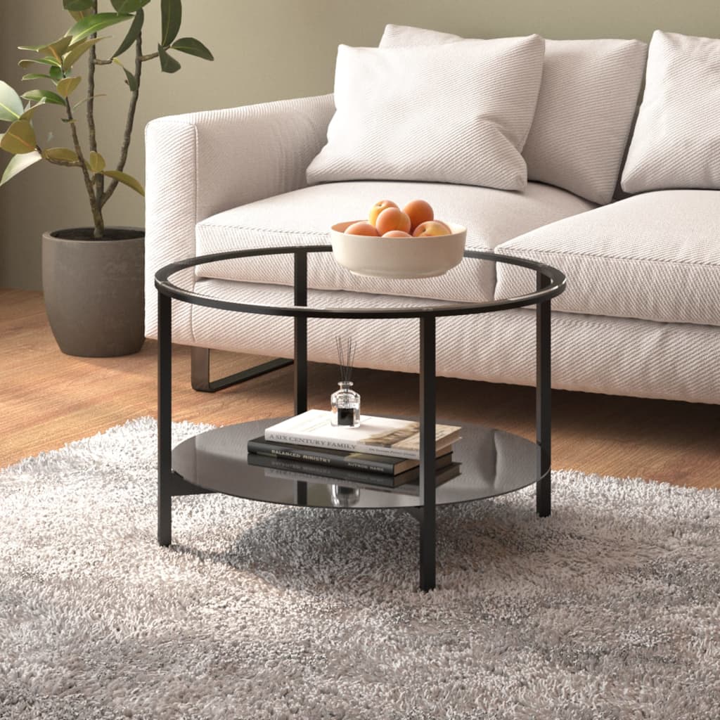 331618 vidaXL Tea Table Black and Transparent 70 cm Tempered Glass