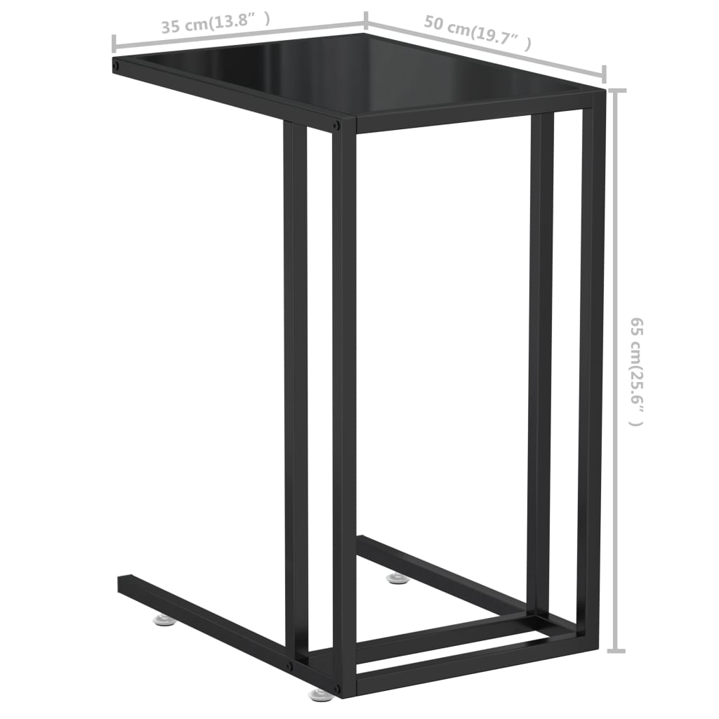 Side Table | Black | Tempered Glass, Powder-Coated Iron | Medium