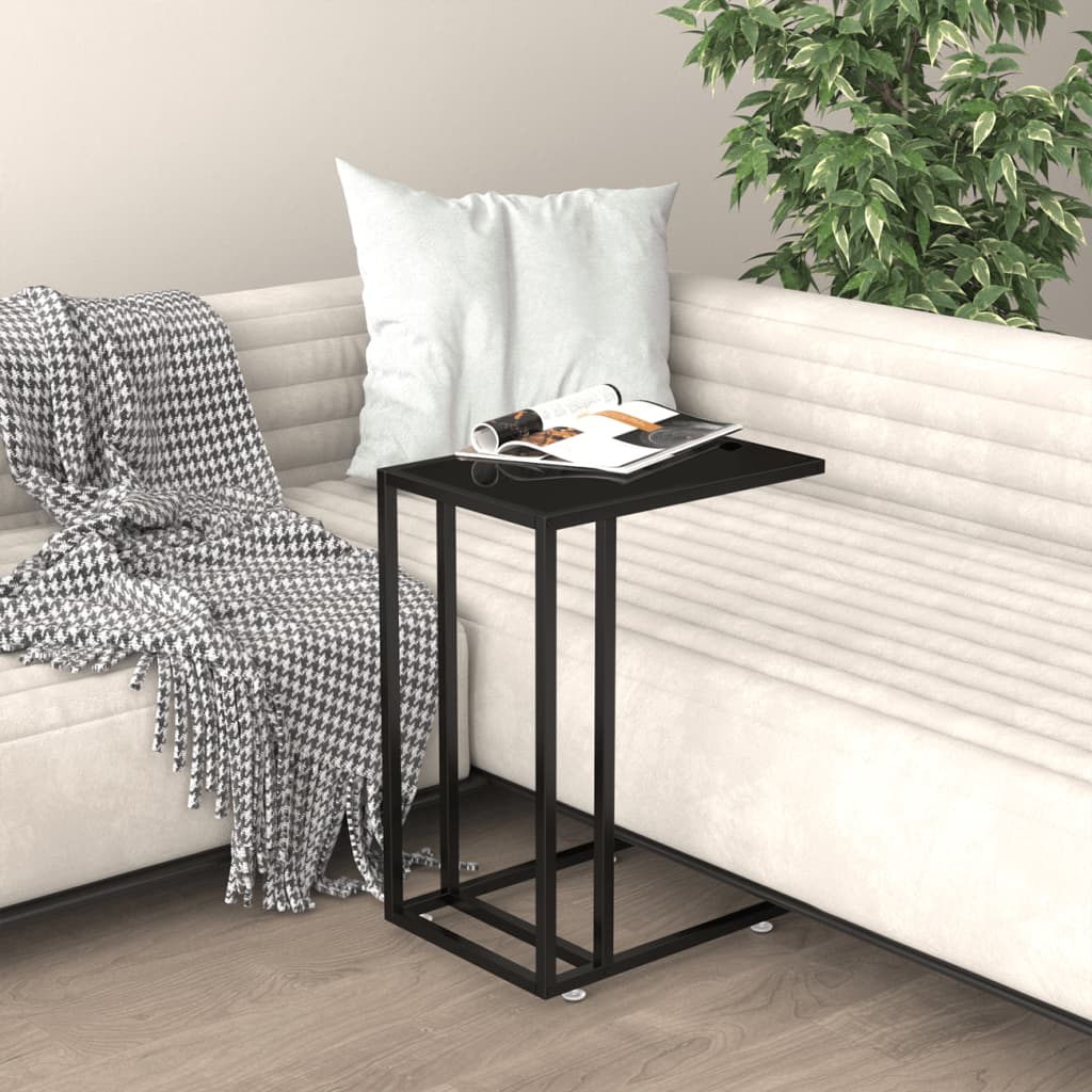 Side Table | Black | Tempered Glass, Powder-Coated Iron | Medium