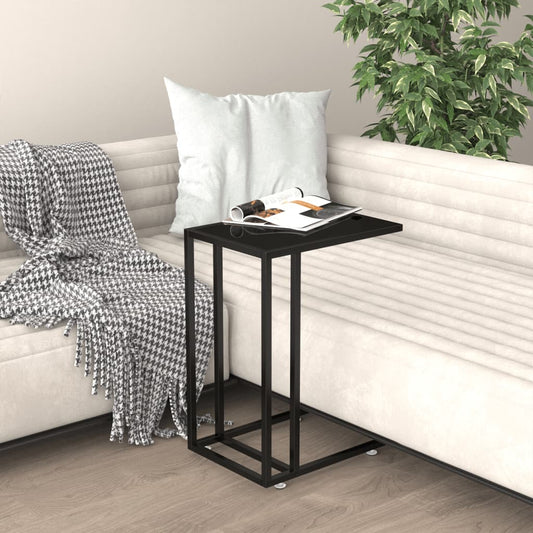 Side Table | Black | Tempered Glass, Powder-Coated Iron | Medium