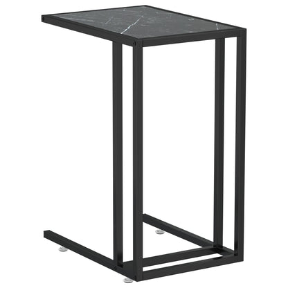 Computer Side Table Black Marble 50x35x65 cm Tempered Glass