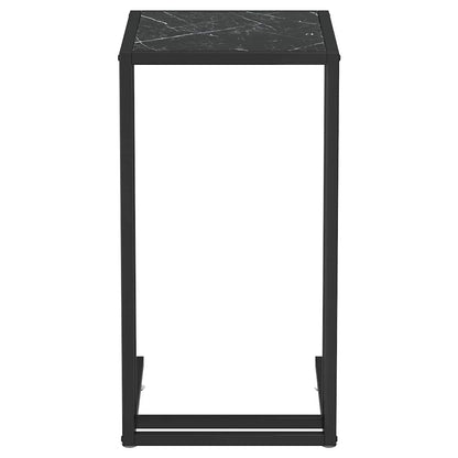 Computer Side Table Black Marble 50x35x65 cm Tempered Glass