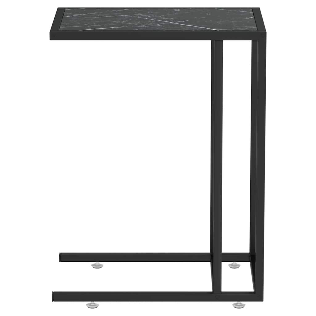 Computer Side Table Black Marble 50x35x65 cm Tempered Glass