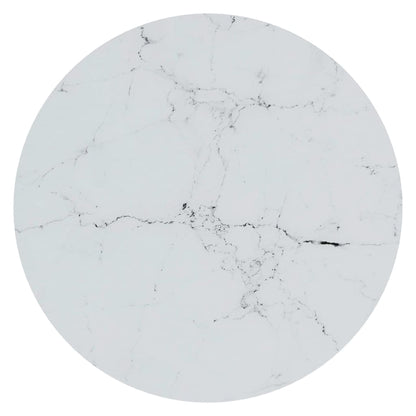 Side Table Gold and White Marble 45 cm Tempered Glass